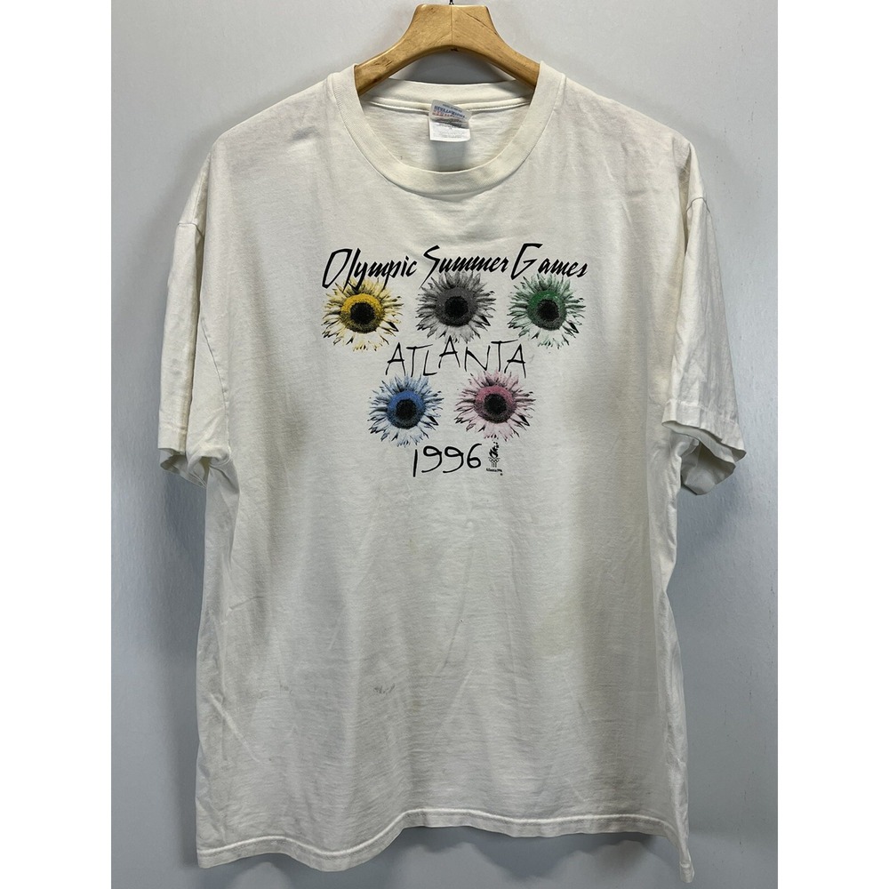 Vintage Hanes Atlanta Olympic 1996 Tshirt Sz XL Botanical Flowers HTF *flaws*